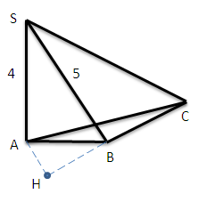 В пирамиде SABC SA = 4, SB = 5
