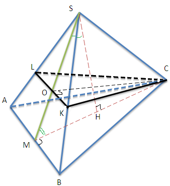В правильной пирамиде SABC сторона основания АВ = 3