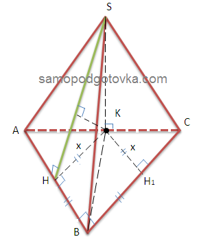 В пирамиде SABC основанием служит прямоугольный треугольник
