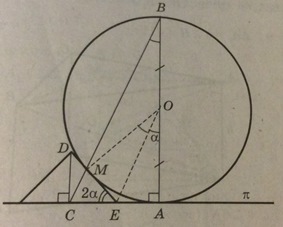 Сфера радиуса 2 касается плоскости в точке А